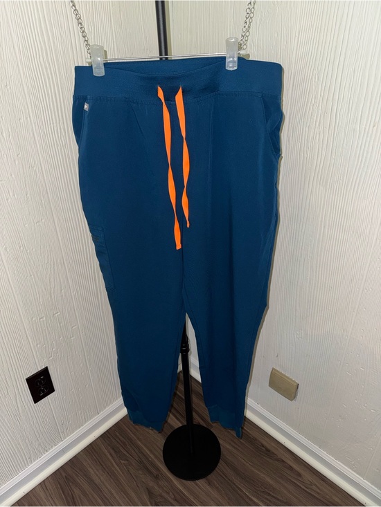 Figs Pants - FIGS Navy Blue Jogger Pants with Bright Orange Drawstring